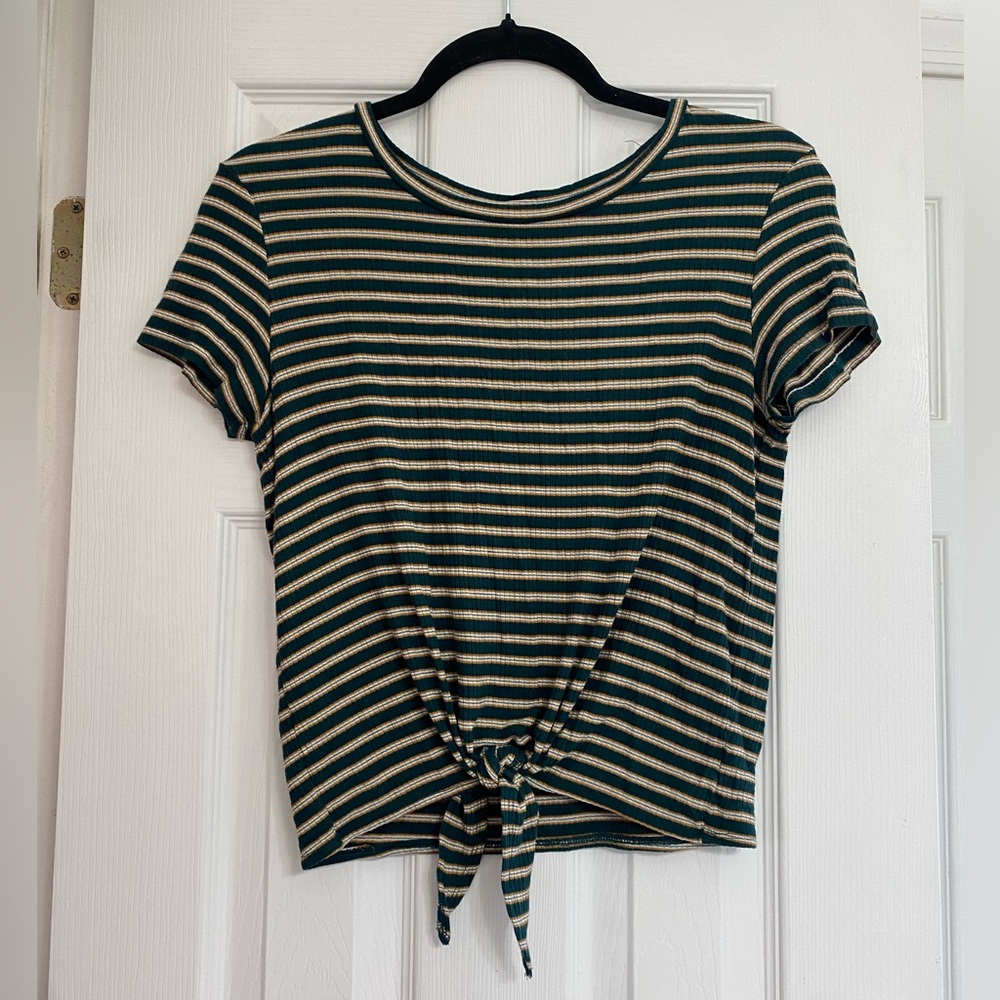 American Eagle Striped Tie-Front T-Shirt